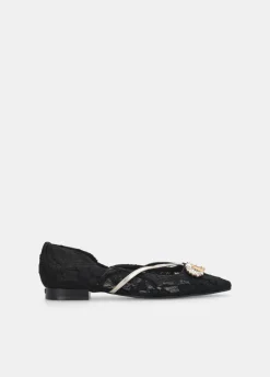 Liu Jo Ballerines en dentelle avec logo bijou|Femme Mocassins