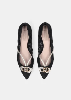 Liu Jo Ballerines en dentelle avec logo bijou|Femme Mocassins