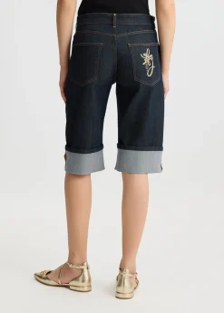 Liu Jo Bermuda en toile denim avec revers|Femme Jeans Skinny