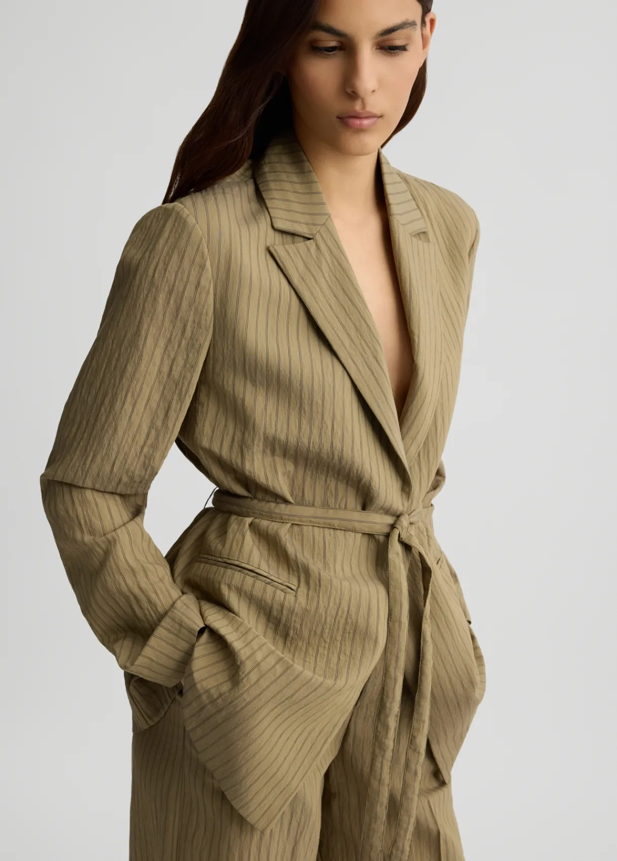 Liu Jo Blazer à rayures avec ceinture|Femme Vestes|Tailleurs