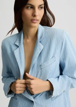 Liu Jo Blazer en denim à rayures craie|Femme Vestes|Tailleurs