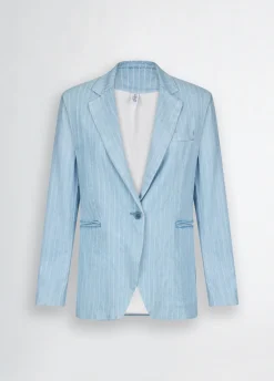 Liu Jo Blazer en denim à rayures craie|Femme Vestes|Tailleurs