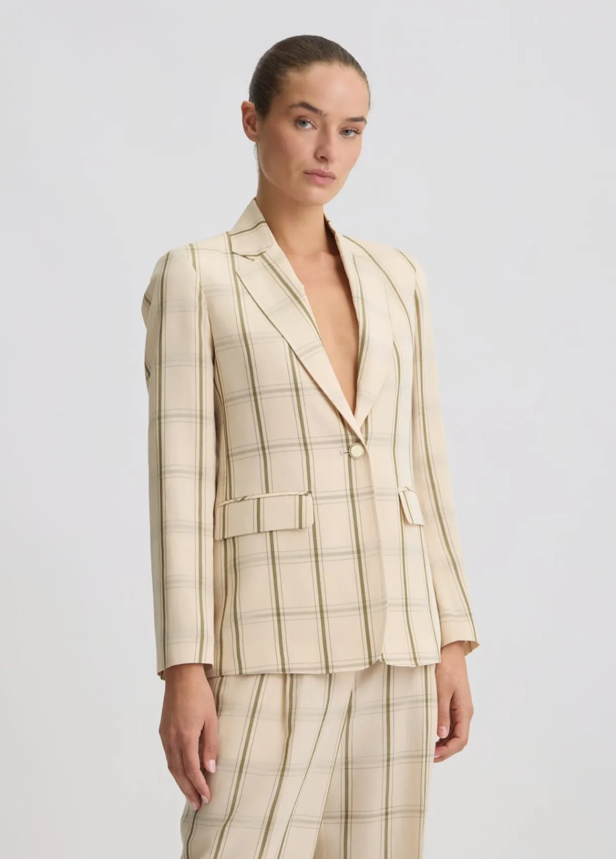 Liu Jo Blazer en lin à carreaux|Femme Vestes|Tailleurs