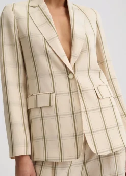 Liu Jo Blazer en lin à carreaux|Femme Vestes|Tailleurs