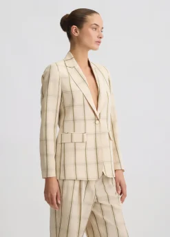 Liu Jo Blazer en lin à carreaux|Femme Vestes|Tailleurs