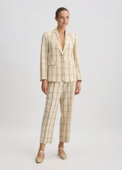 Liu Jo Blazer en lin à carreaux|Femme Vestes|Tailleurs