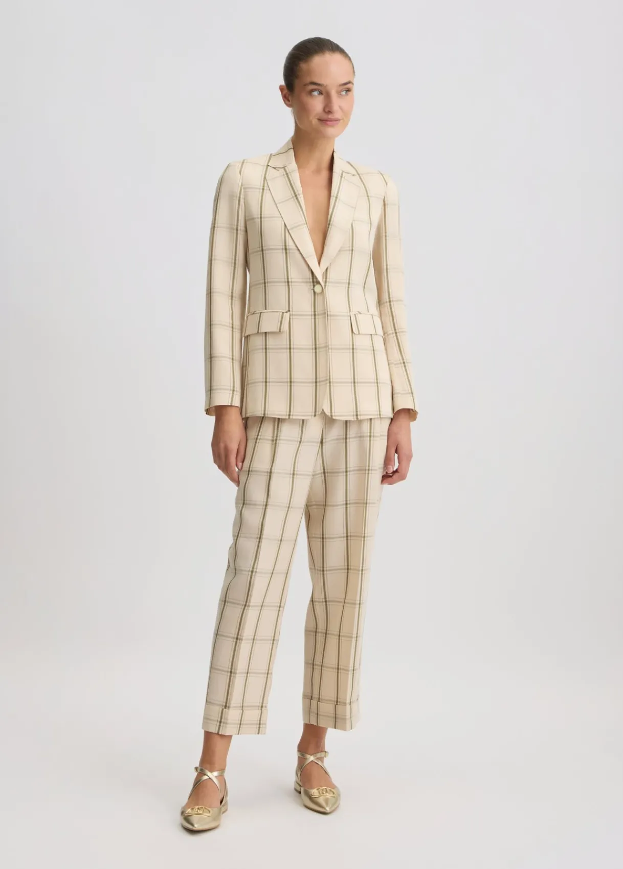 Liu Jo Blazer en lin à carreaux|Femme Vestes|Tailleurs