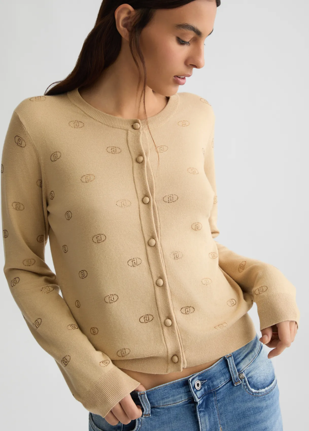 Liu Jo Cardigan avec logo et strass|Femme Mailles