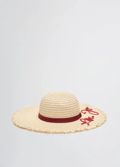 Liu Jo Casquette en raphia avec logo|Femme Bonnets|Mode Plage