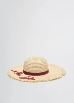 Liu Jo Casquette en raphia avec logo|Femme Bonnets|Mode Plage