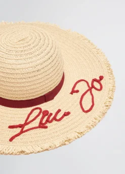Liu Jo Casquette en raphia avec logo|Femme Bonnets|Mode Plage