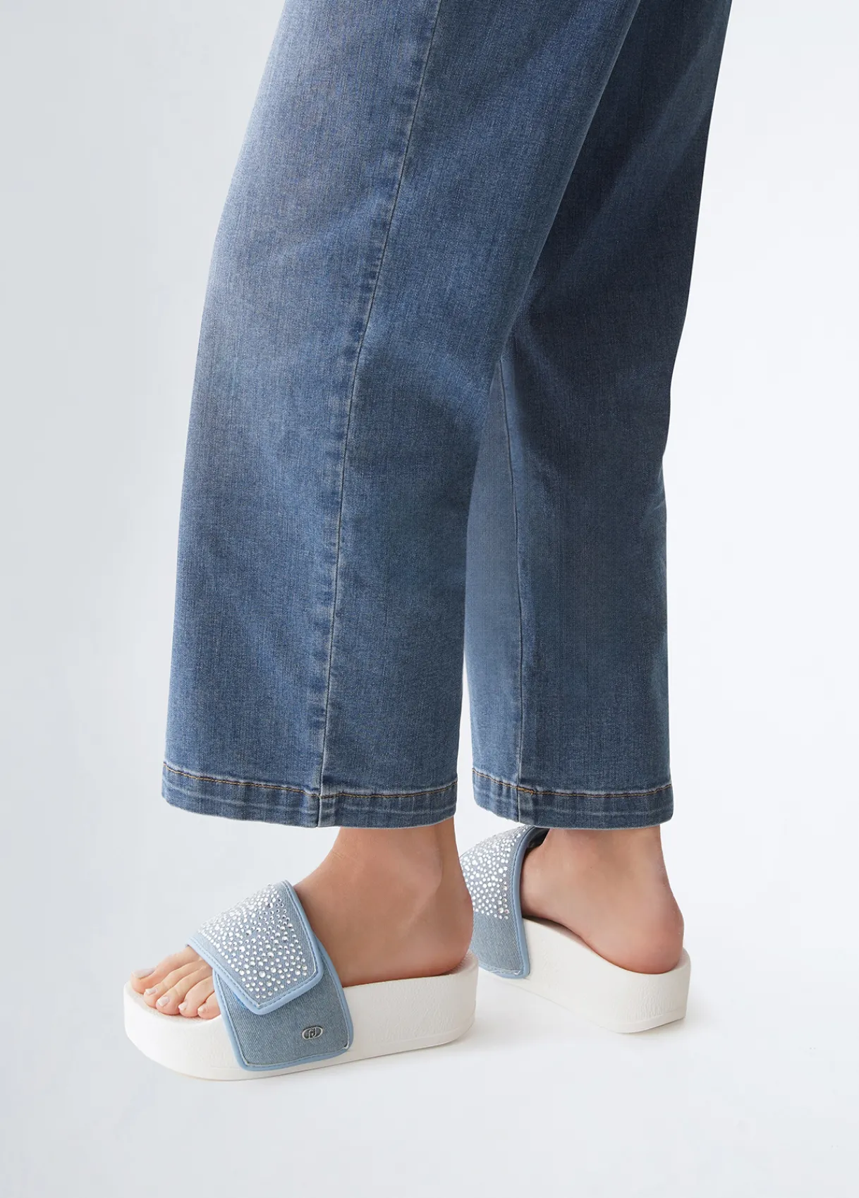 Liu Jo Chaussons compensés en denim avec strass|Femme Mocassins