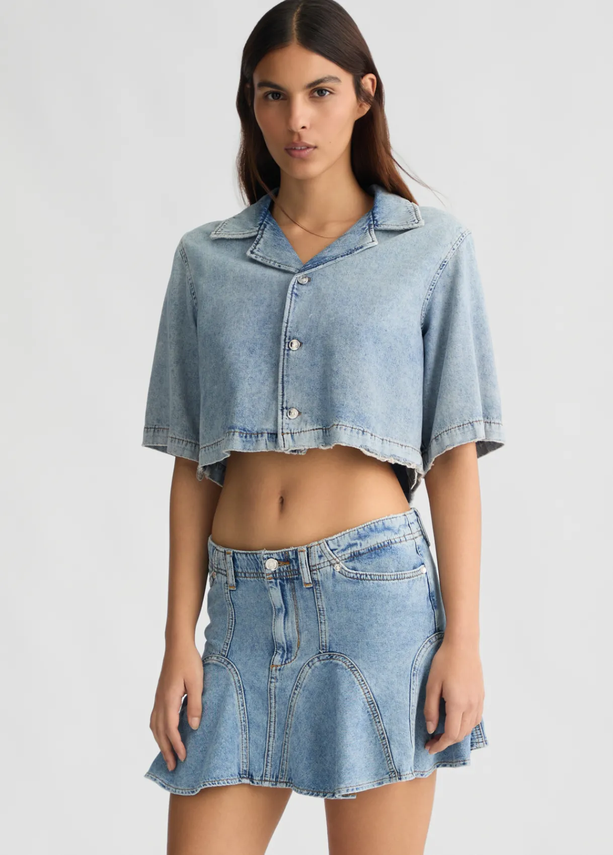 Liu Jo Chemise cropped en jean|Femme Chemises Et Blouses