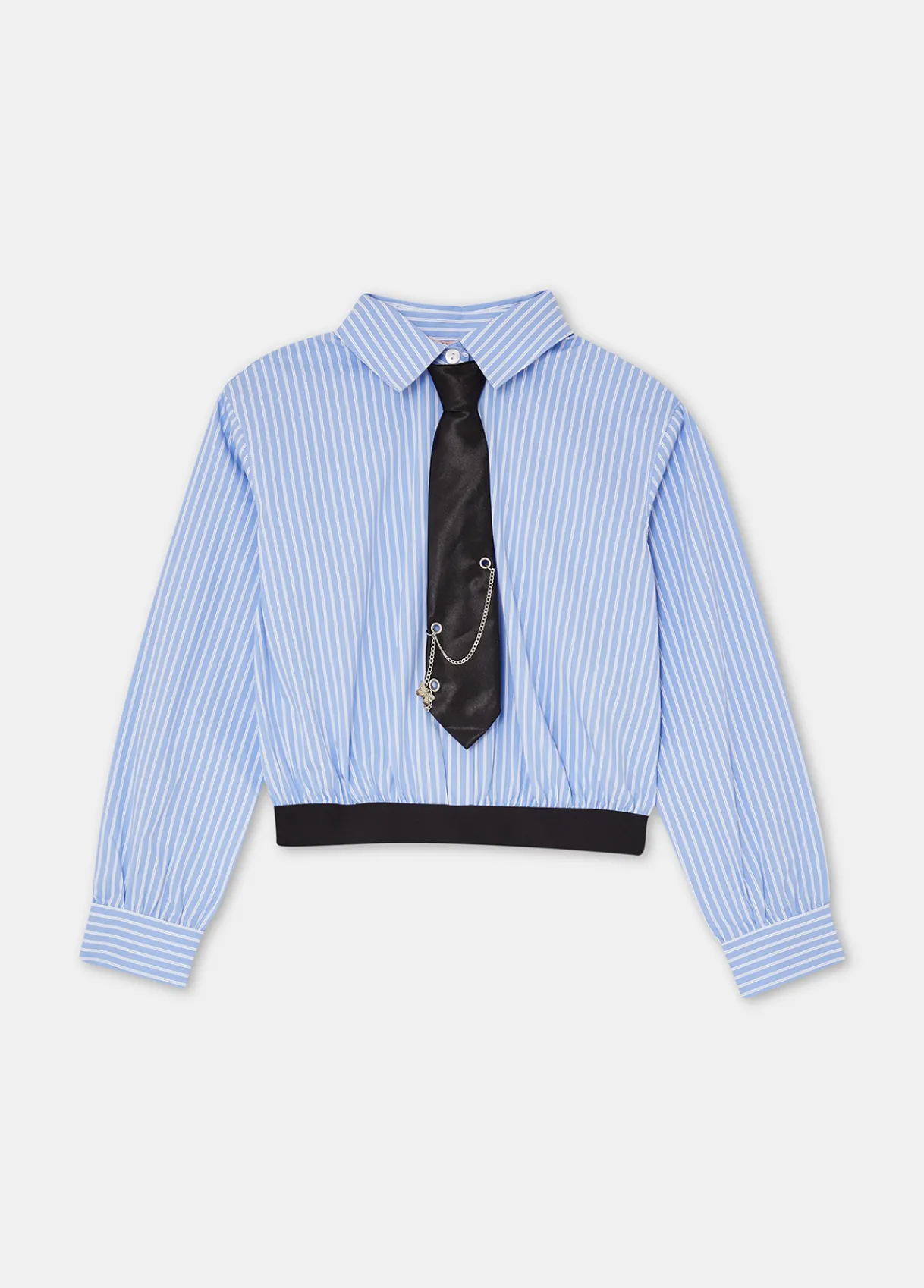 Liu Jo Chemise en coton à rayures avec cravate|Enfant Pull Et Sweatshirts