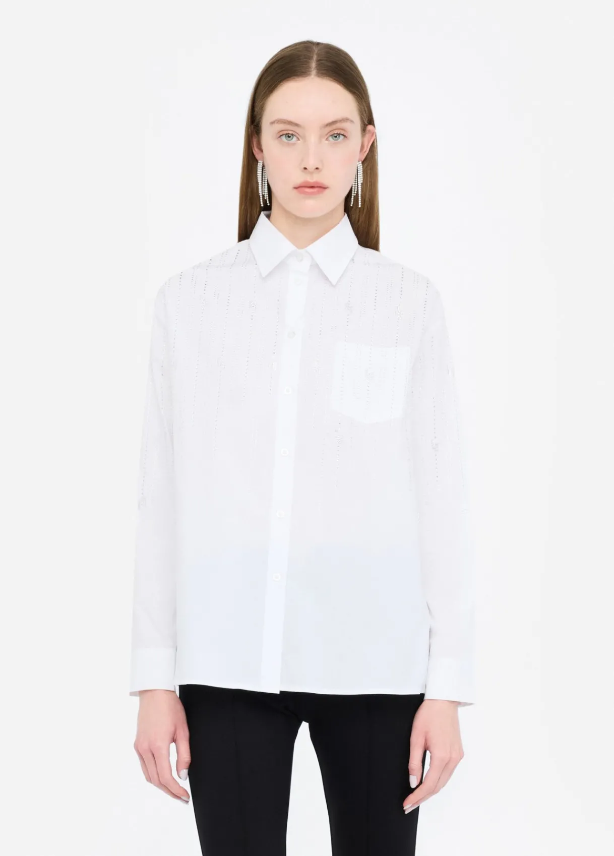 Liu Jo Chemise en coton avec strass|Femme Chemises Et Blouses
