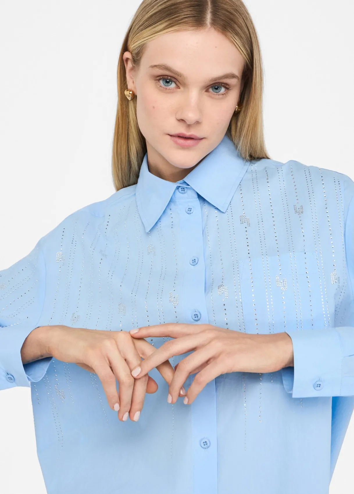 Liu Jo Chemise en coton avec strass|Femme Chemises Et Blouses