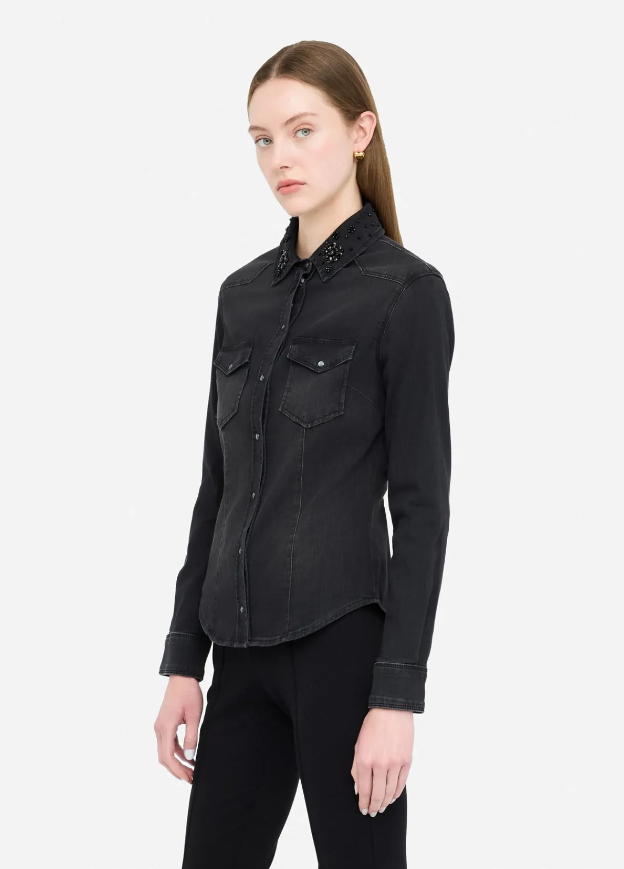 Liu Jo Chemise en toile denim avec strass|Femme Chemises Et Blouses