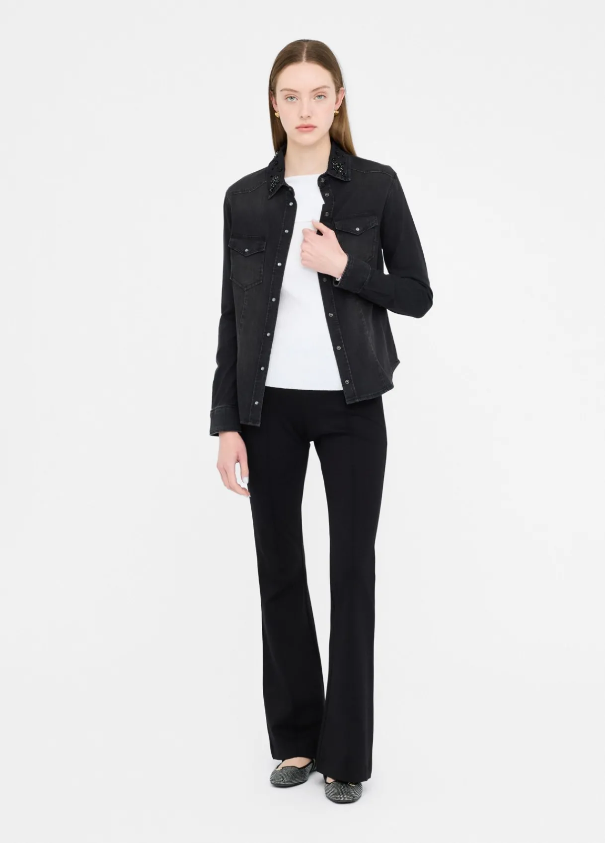Liu Jo Chemise en toile denim avec strass|Femme Chemises Et Blouses
