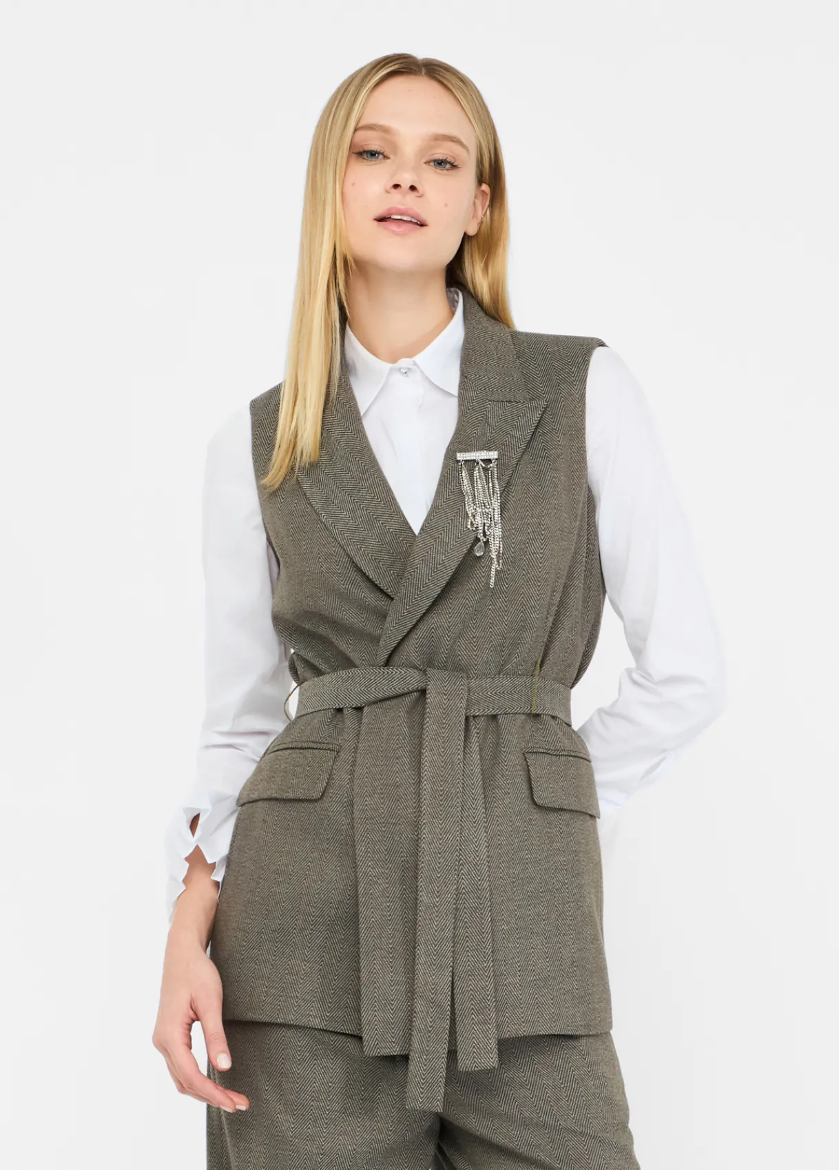 Liu Jo Gilet à chevrons avec ceinture|Femme Vestes