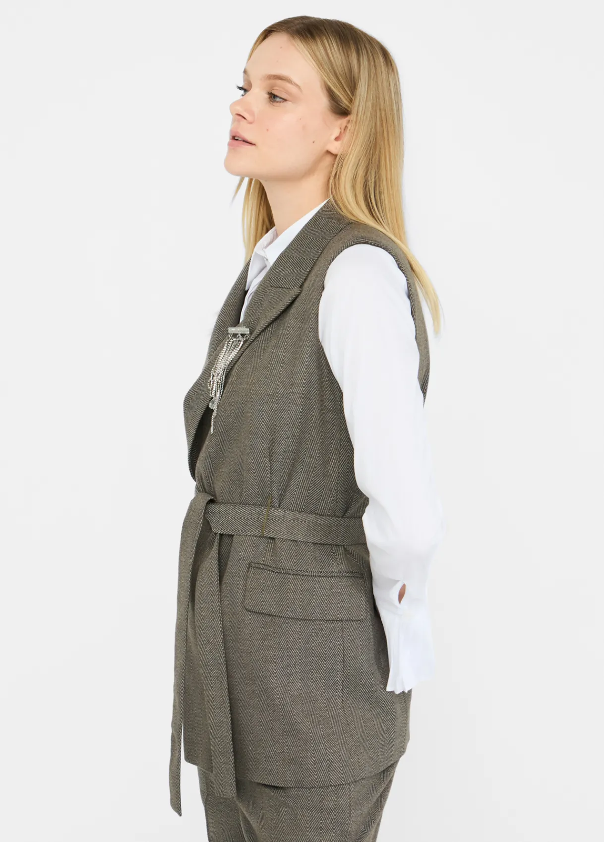 Liu Jo Gilet à chevrons avec ceinture|Femme Vestes