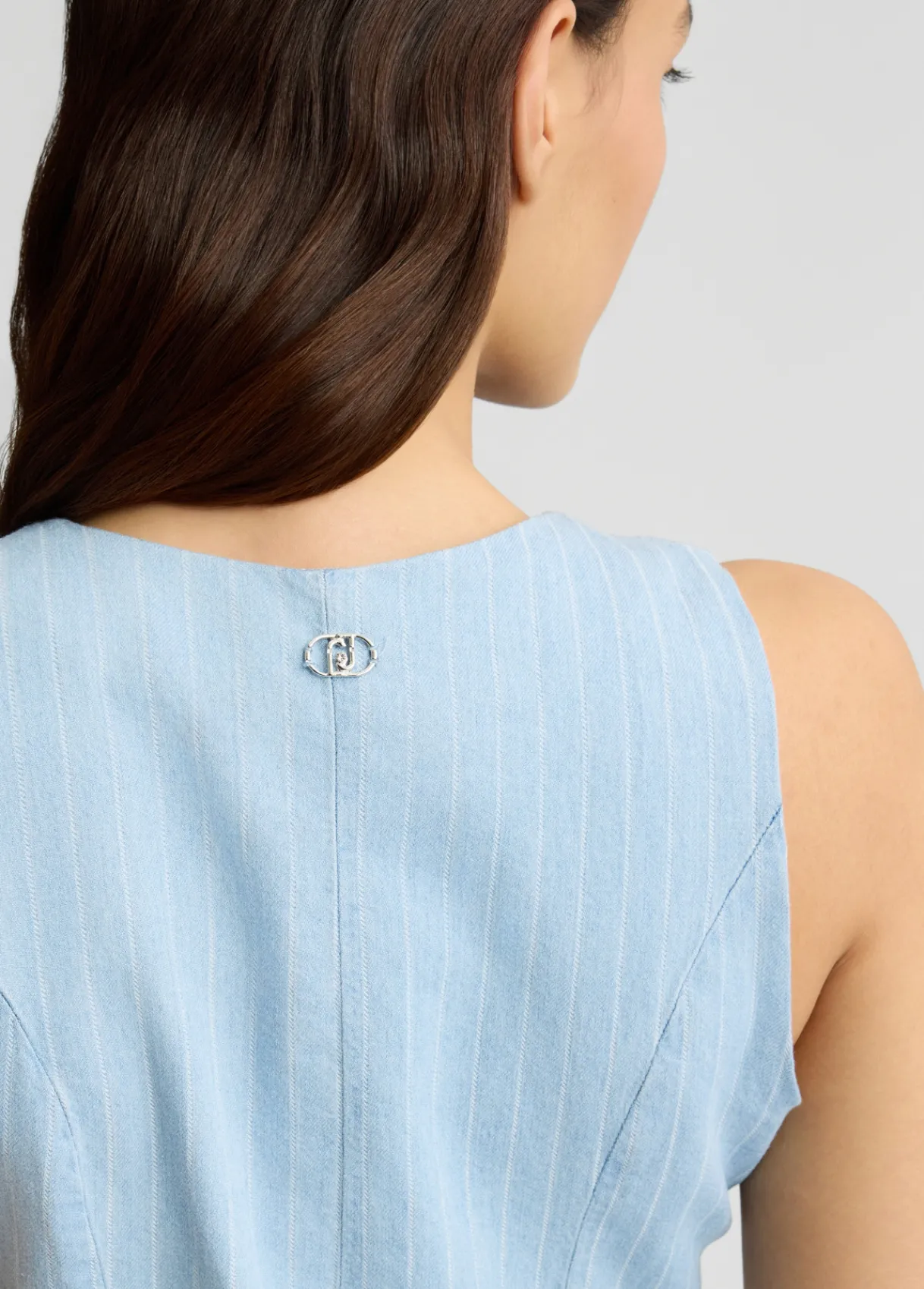 Liu Jo Gilet en denim à rayures craie|Femme Vestes|Tailleurs