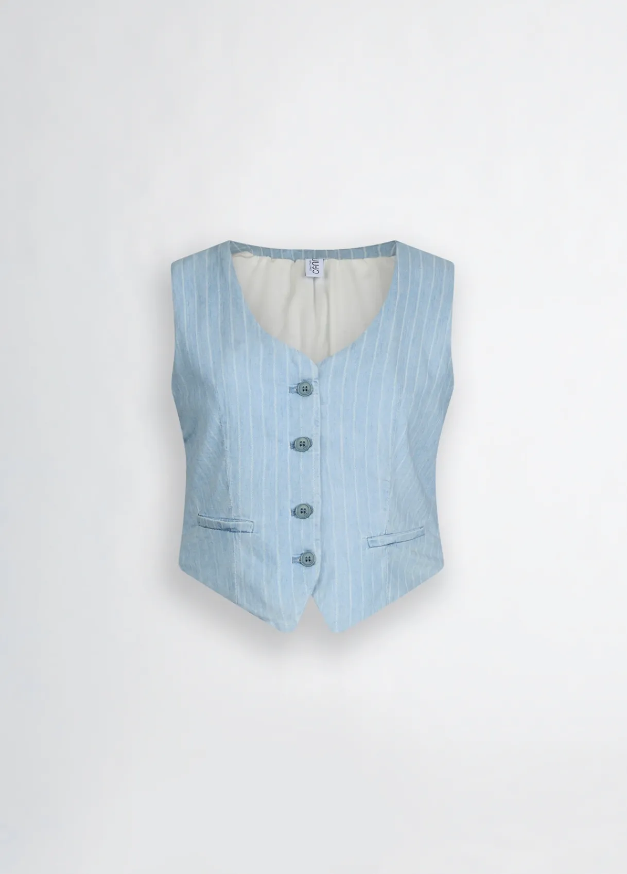 Liu Jo Gilet en denim à rayures craie|Femme Vestes|Tailleurs