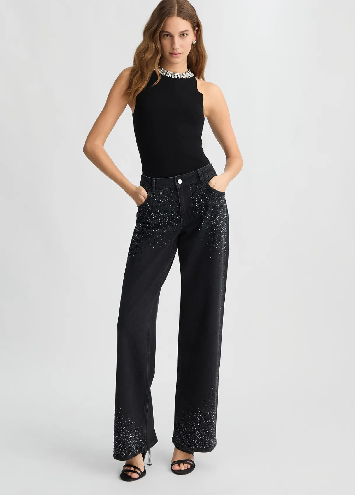 Liu Jo Jean baggy avec strass|Femme Jeans Droit