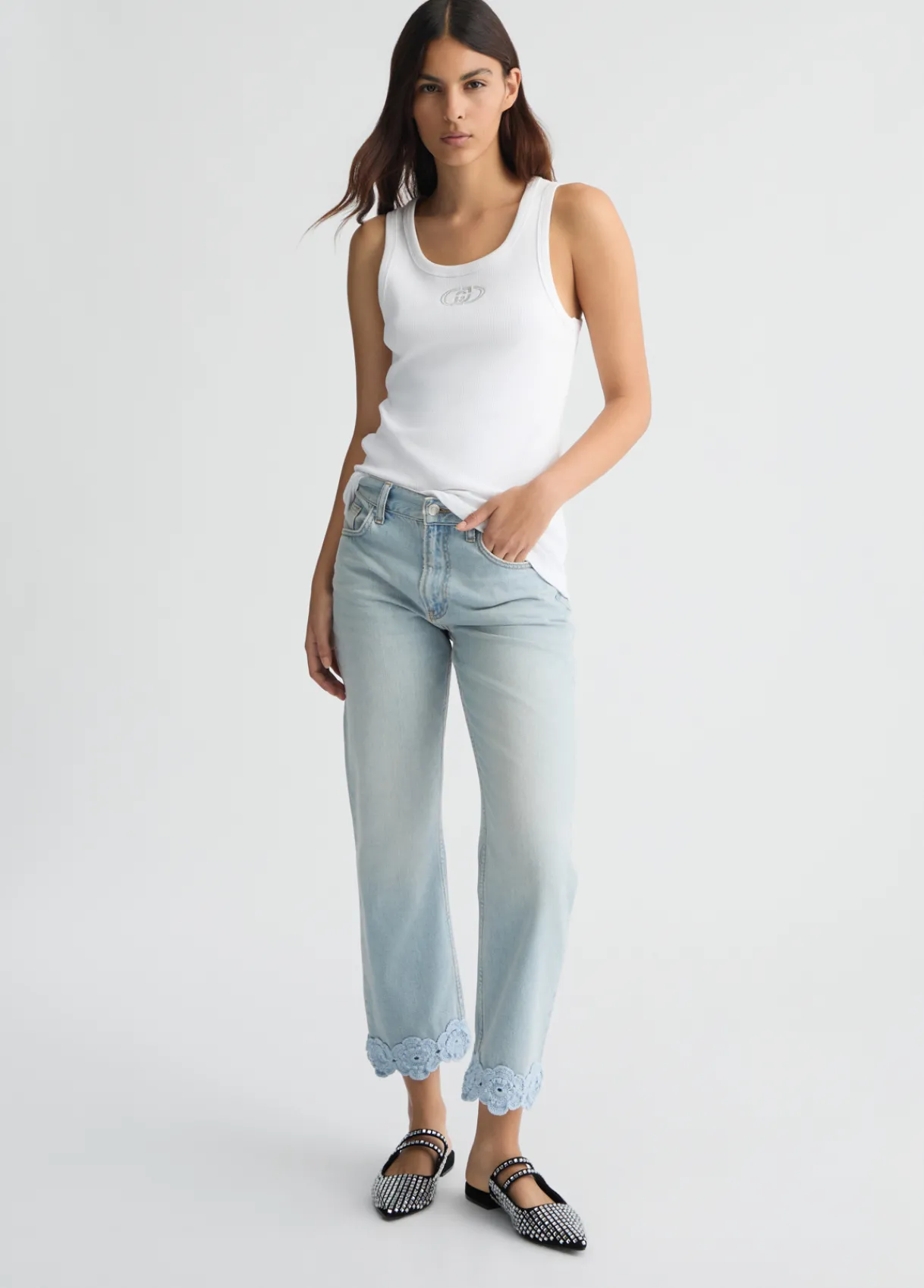 Liu Jo Jean droit avec broderie au crochet|Femme Jeans Droit