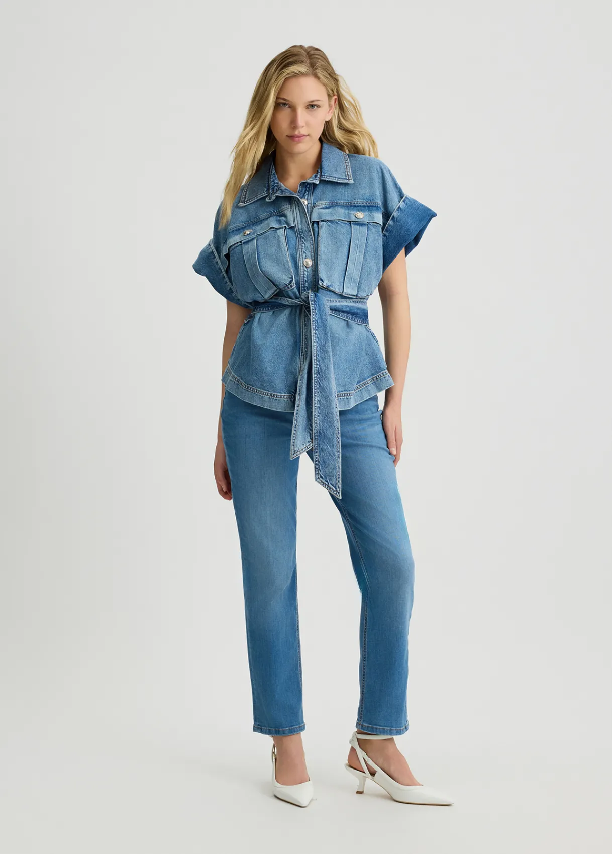 Liu Jo Jean droit cropped avec ceinture|Femme Jeans Droit