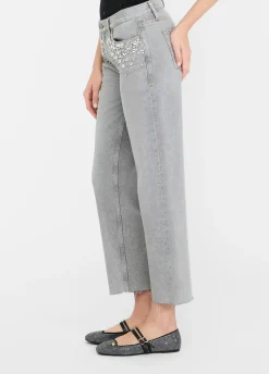 Liu Jo Jean jambe droite avec strass|Femme Jeans Droit