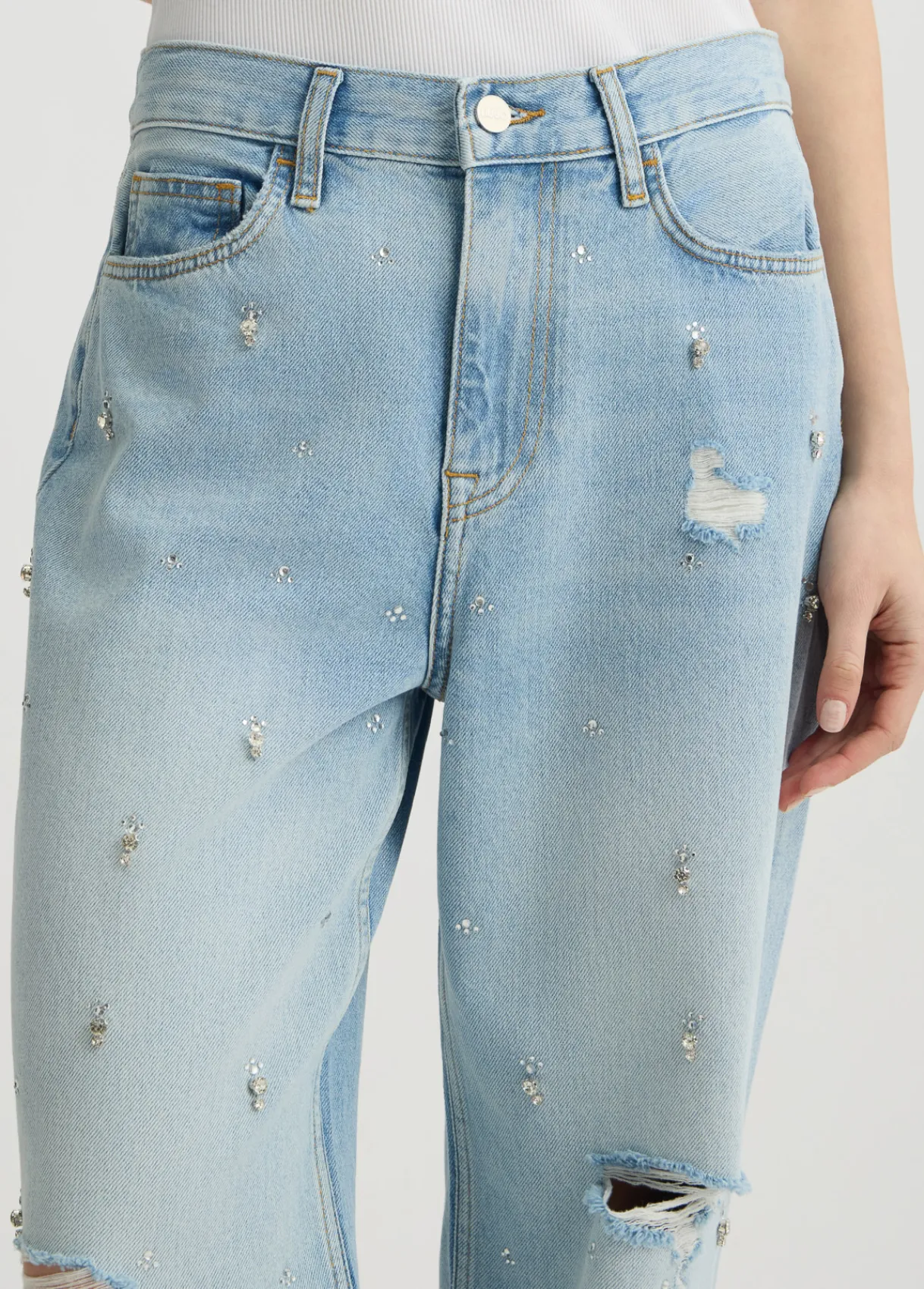 Liu Jo Jean jambe droite avec strass|Femme Jeans Droit