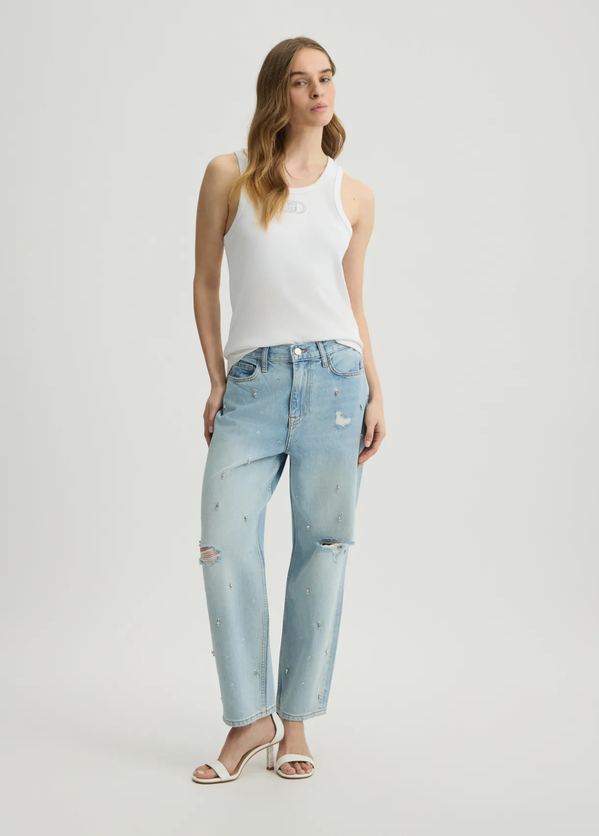 Liu Jo Jean jambe droite avec strass|Femme Jeans Droit