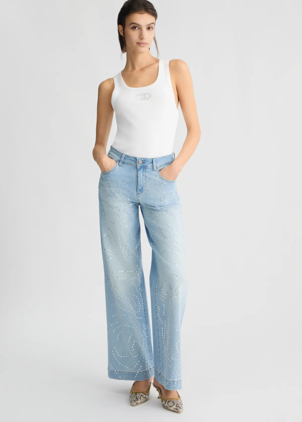 Liu Jo Jean évasé avec clous|Femme Jeans Patte D'Eph