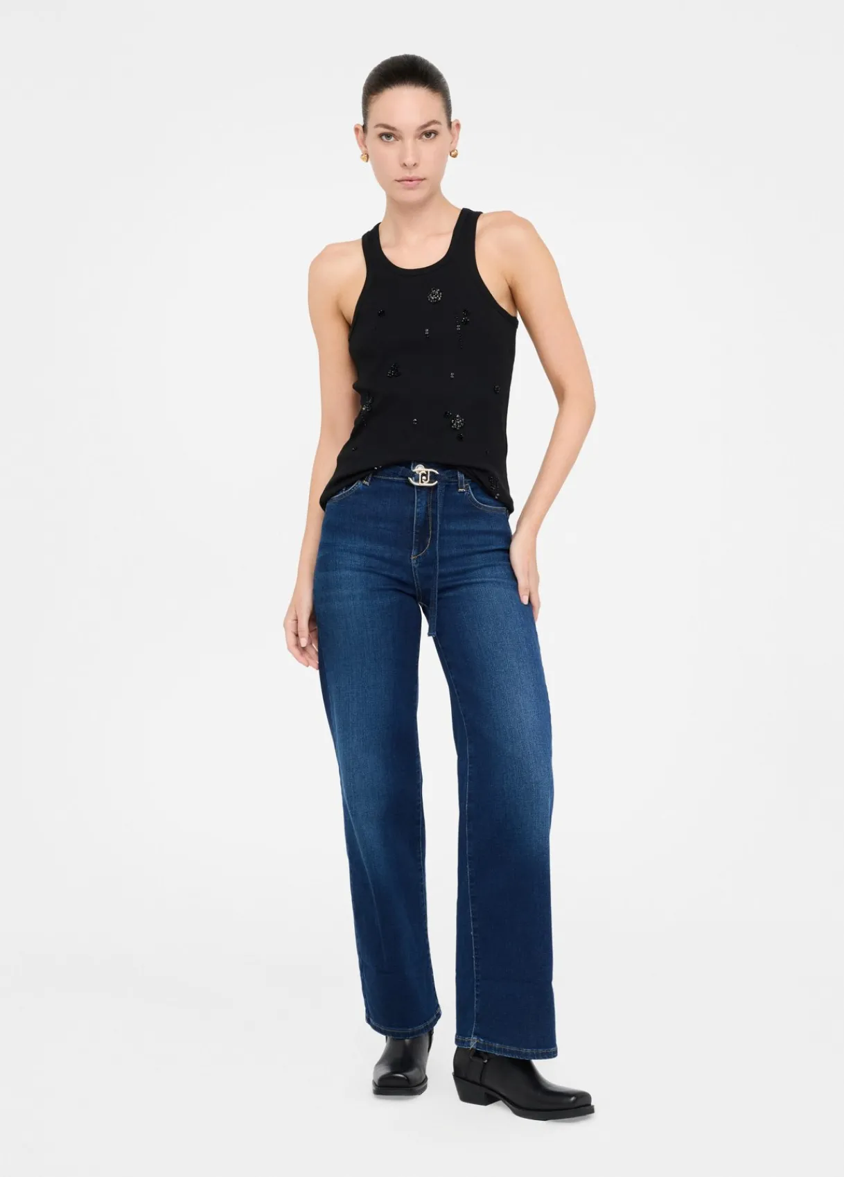 Liu Jo Jean évasé cropped avec ceinture|Femme Jeans Droit