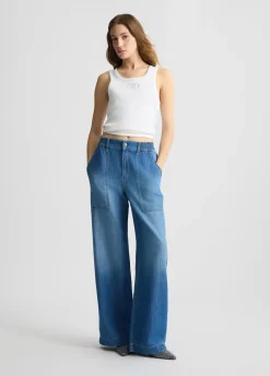 Liu Jo Jean évasé en lin et coton|Femme Jeans Droit