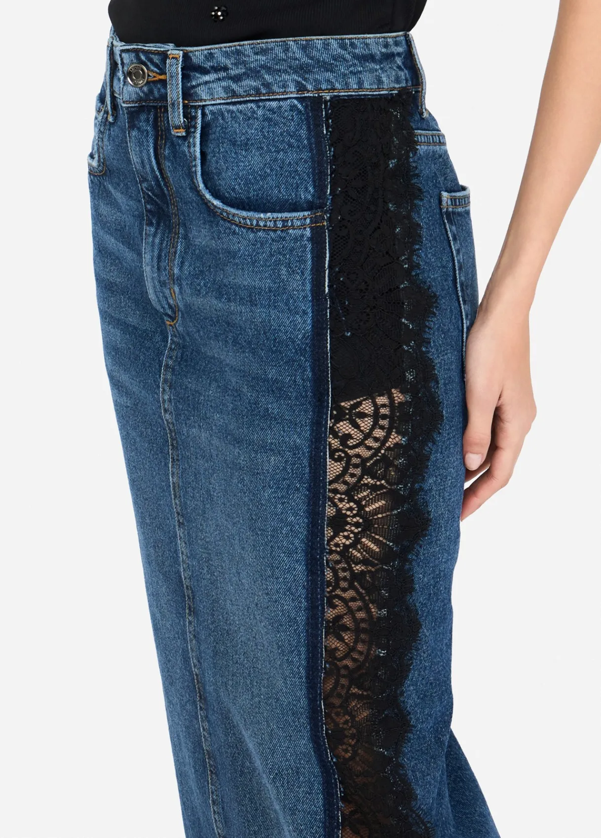 Liu Jo Jupe en denim avec dentelle|Femme Jupes