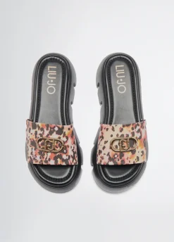 Liu Jo Mules plateforme avec motif animalier|Femme Mocassins|Mode Plage