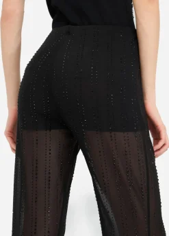 Liu Jo Pantalon en tulle avec strass|Femme Pantalons