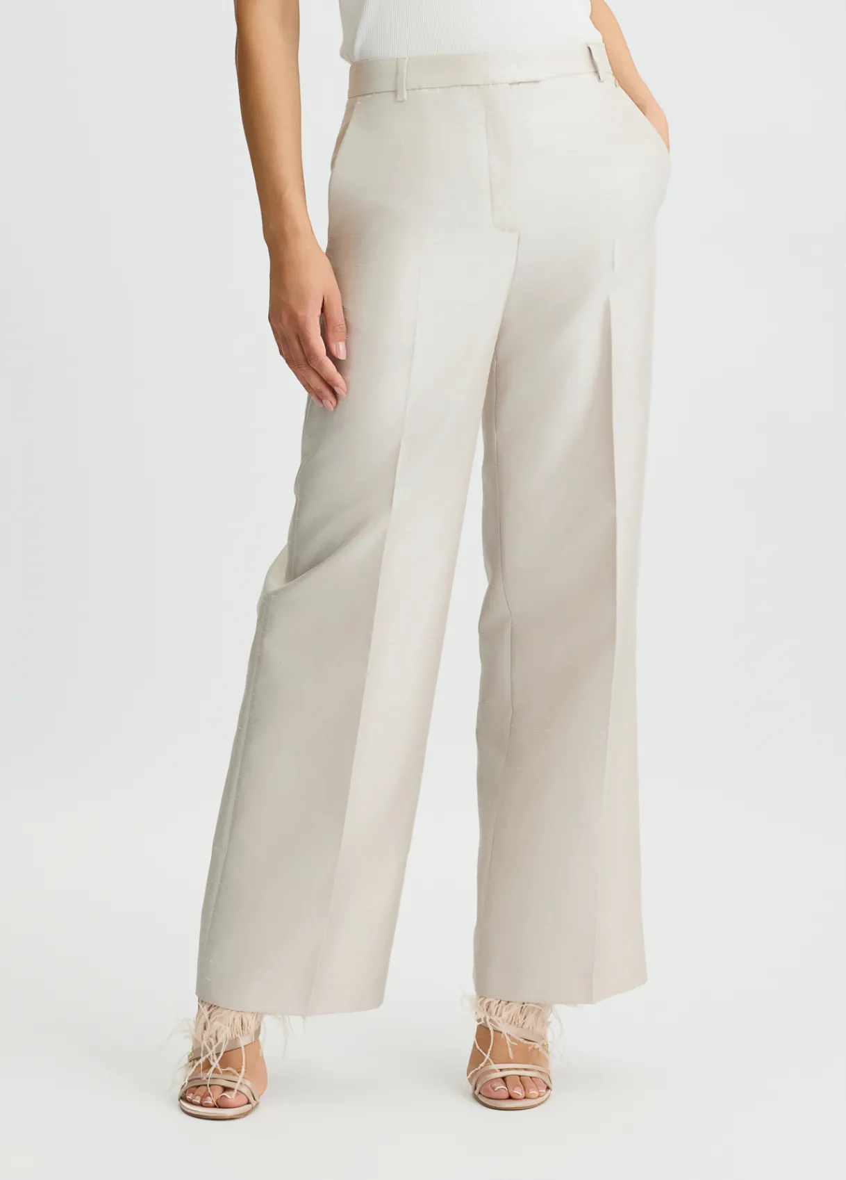 Liu Jo Pantalon long en shantung|Femme Pantalons|Cérémonie