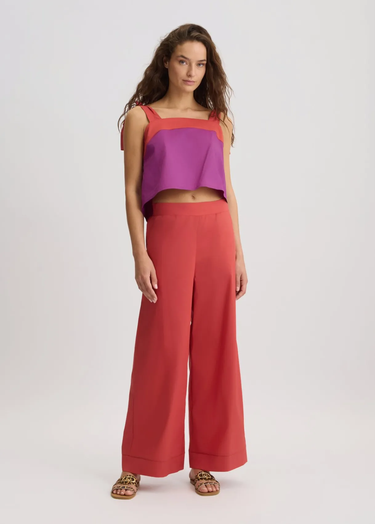 Liu Jo Pantalon palazzo en coton|Femme Mode Plage|Pantalons