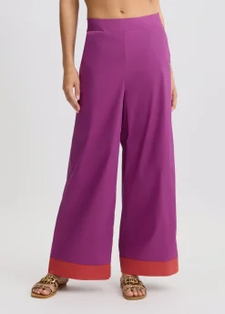 Liu Jo Pantalon palazzo en coton|Femme Mode Plage|Pantalons