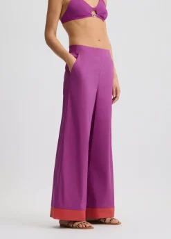 Liu Jo Pantalon palazzo en coton|Femme Mode Plage|Pantalons