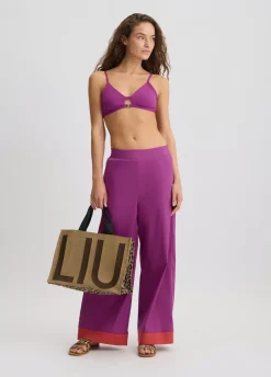 Liu Jo Pantalon palazzo en coton|Femme Mode Plage|Pantalons