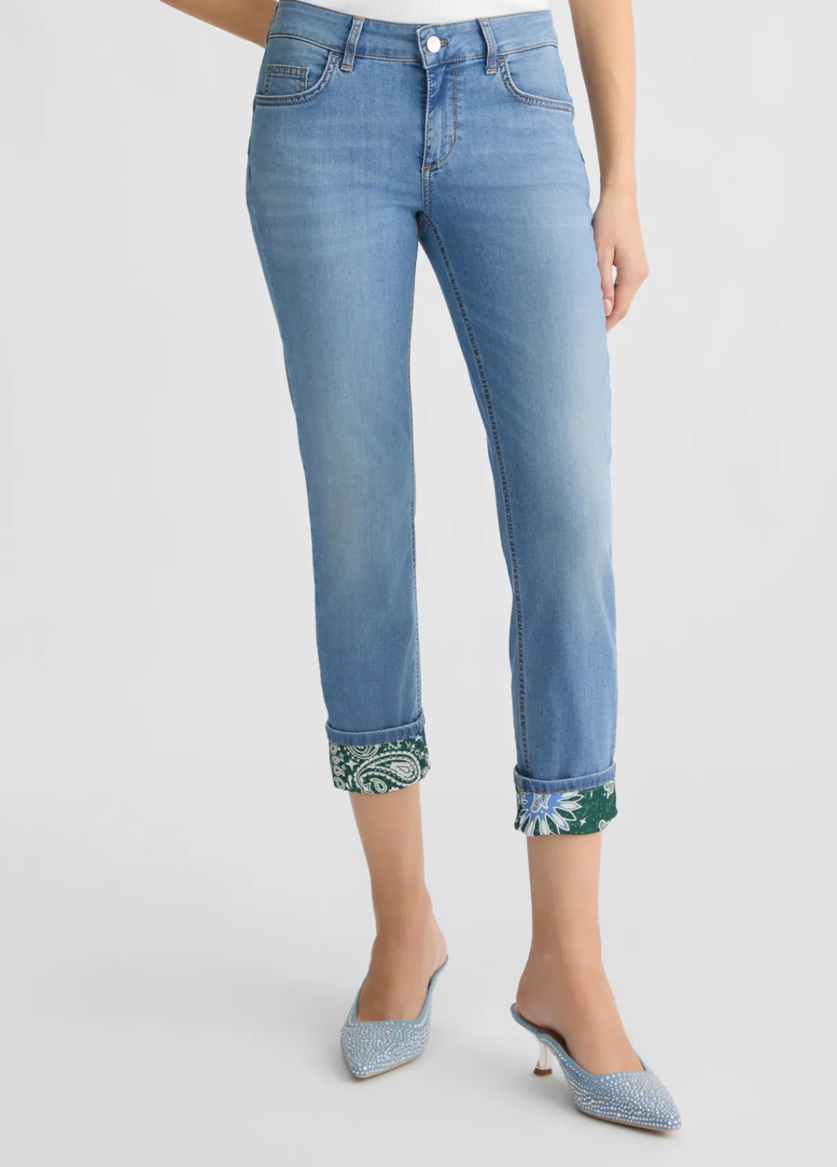 Liu Jo Pantalon skinny cropped avec revers bandana|Femme Jeans Skinny