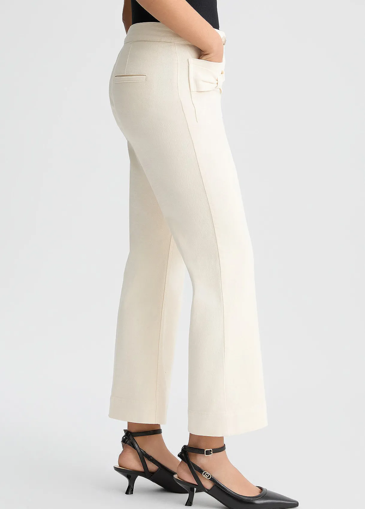 Liu Jo Pantalon évasé cropped en coton|Femme Pantalons