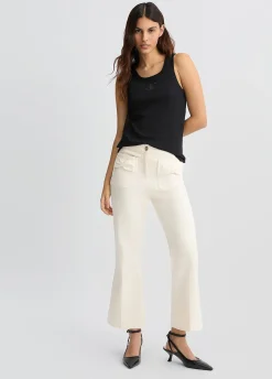 Liu Jo Pantalon évasé cropped en coton|Femme Pantalons