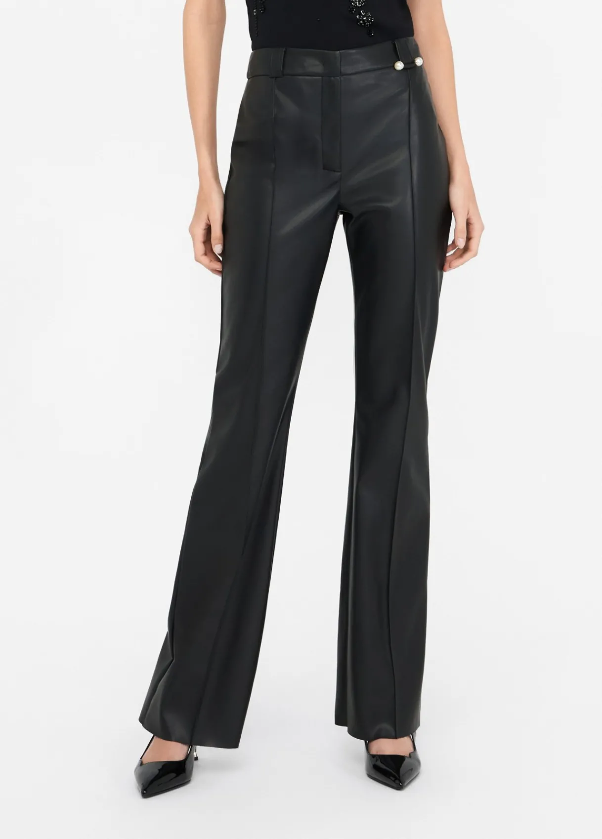 Liu Jo Pantalon évasé en tissu enduit|Femme Pantalons