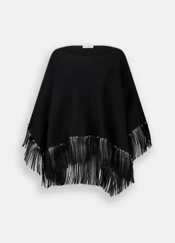 Liu Jo Poncho avec franges et clous|Femme Manteaux