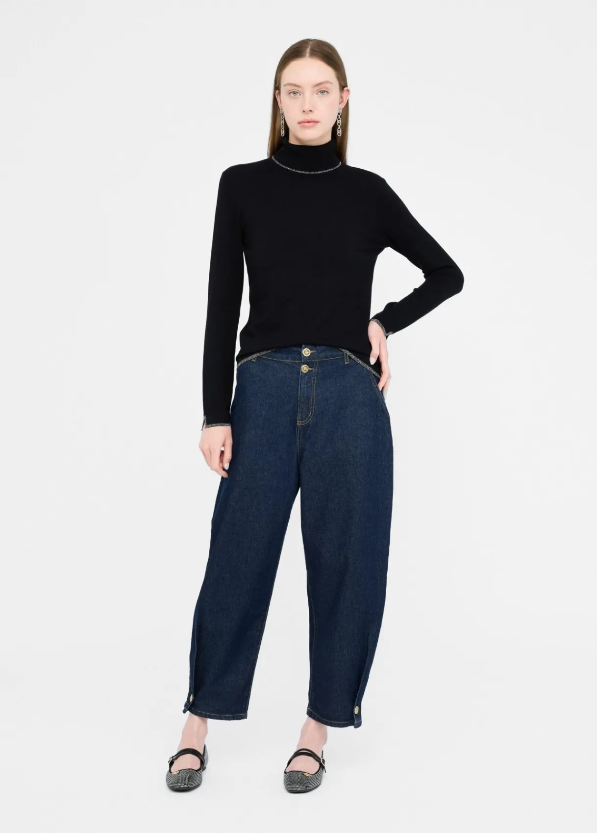 Liu Jo Pull à col roulé avec détails en Lurex®|Femme Mailles