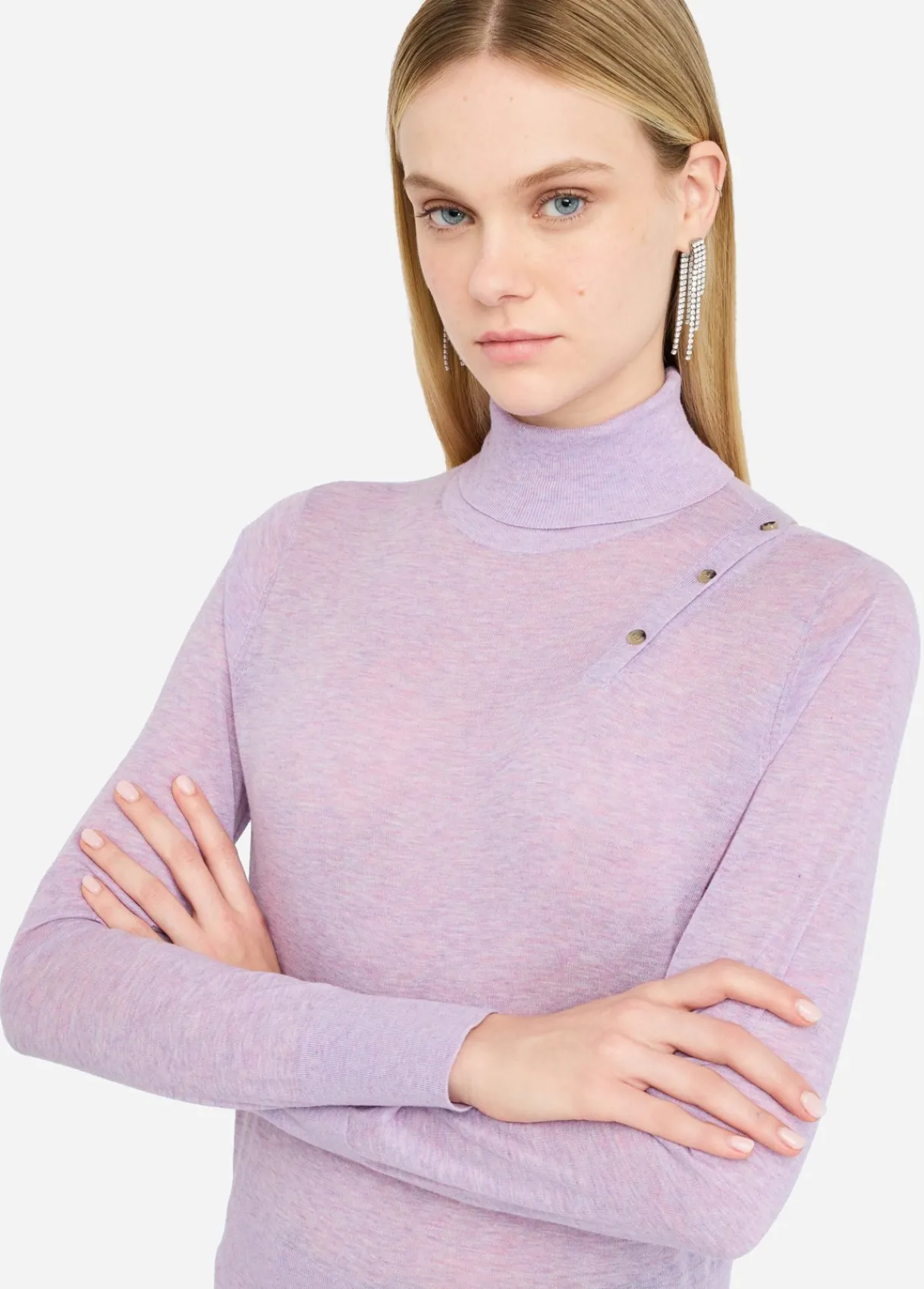 Liu Jo Pull à col roulé en coton et cachemire|Femme Mailles